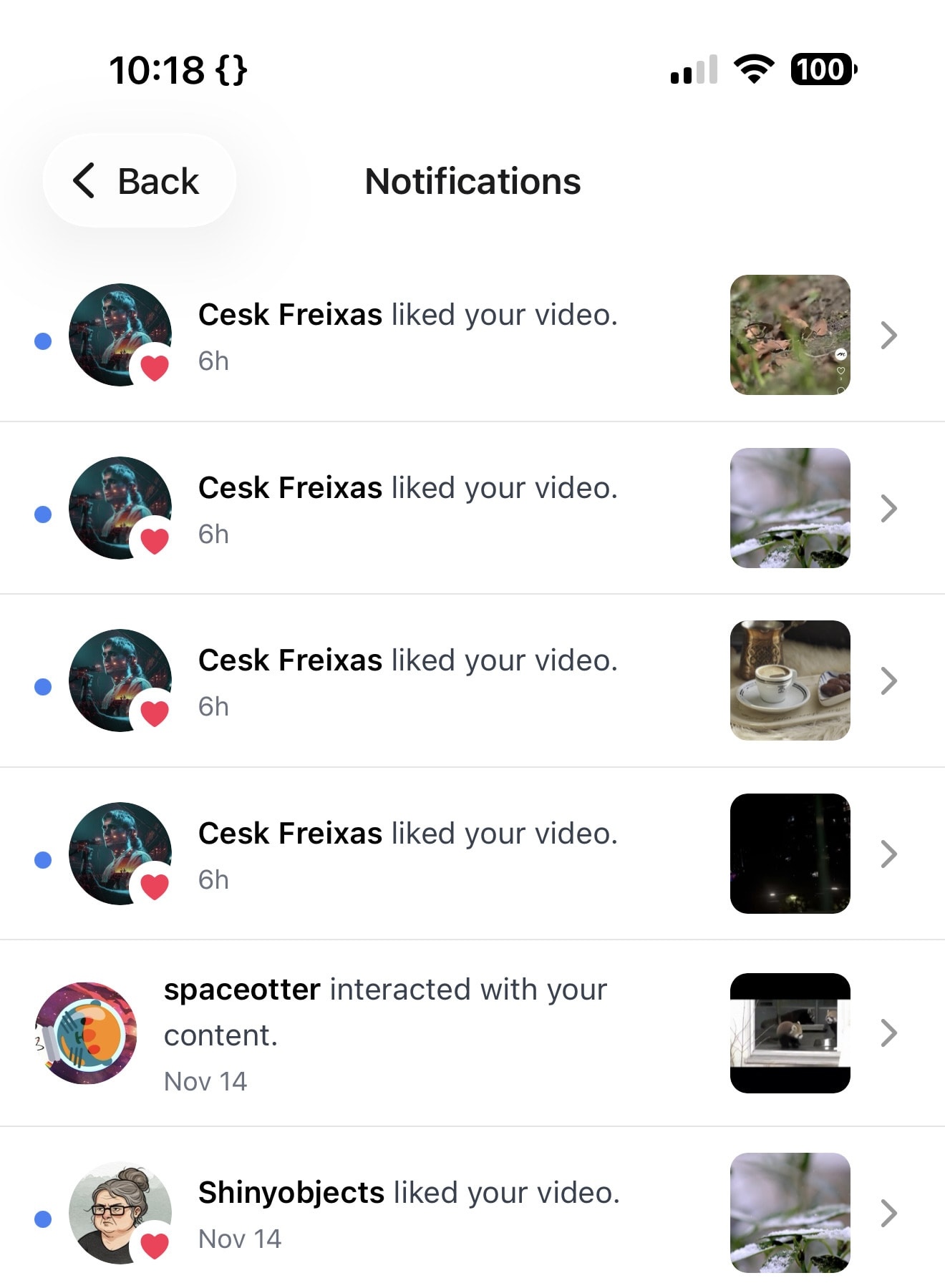 Notification list for a Loops account